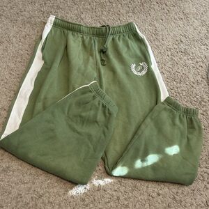 Victoria’s Secret PINK Green Sweatpants with White Stripe